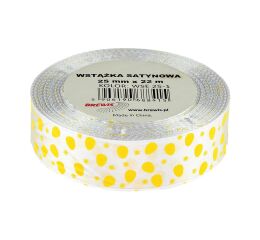 Velikonoční atlasová stuha 25 mm bílá - 01