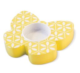 Dřevěný stojánek na čajovou svíčku - žlutý