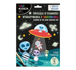 Škrábací obrázek svítící ve tmě + omalovánky Vesmír