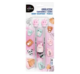 Tužky na blistru 3 ks s figurkou a ořezávátkem - Králíček