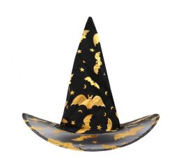 Párty čarodějnický klobouk se zlatým potiskem