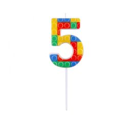 Dortová svíčka č. 5 Kostky barevné - pikery