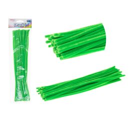 Drátek plyšový 30 cm 40 ks zelený trávový