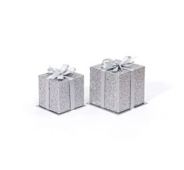 Elegantní dárkové krabičky Glitter Cube stříbrné