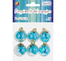 Přívěšek - skleněné kouličky 1,5 cm 6 ks