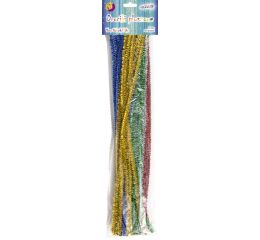 Drátky plyšové 6 mm x 30 cm metalický mix 40 ks