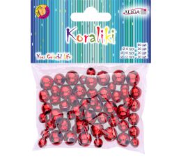 Korálky plastové červené 60 ks mix velikosti