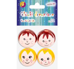 Hlavičky dřevěné s vlasy 4 ks