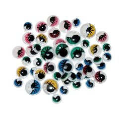 Samolepící oči barevné s řasami mix 44 ks