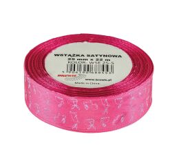 Velikonoční atlasová stuha 25 mm růžová - 05