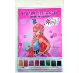 Omalovánky A3 s barvami a štětcem - vybarvi si plakáty