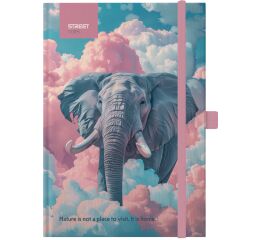 Blok ANIMALS Elephant A5 linka s gumou