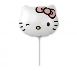 Balónek fóliový nafouknutý 14" na tyčce - Hello Kitty