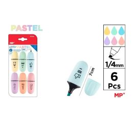 Zvýrazňovač 6 barev na blistru PASTEL