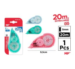 Korekční páska 5 mm 20 m na blistru pastelová