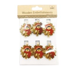 Ozdobné dřevěné kolíčky 6ks Tučňák a stromek