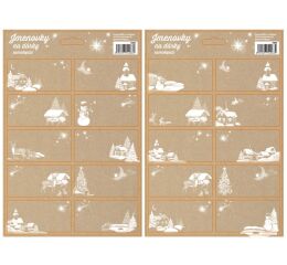 Vánoční samolepky na dárky 17 x 26 cm kraftové