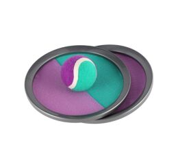 Lambáda/Catch ball hra s míčkem na suchý zip 19 cm zeleno-fialová v síťce