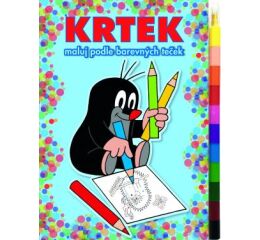 Omalovánky "maluj podle barevných teček" Krtek 2