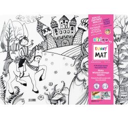 Podložka na kreslení FUNNY MAT - Princ a Princezna + pastelky zdarma