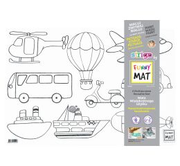 Podložka na kreslení FUNNY MAT - Dopravní prostředky + pastelky zdarma