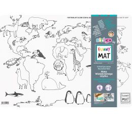 Podložka na kreslení FUNNY MAT - Mapa světa + pastelky zdarma