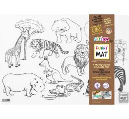 Podložka na kreslení FUNNY MAT - Divoká zvířata + pastelky zdarma