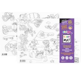 Podložka na kreslení FUNNY MAT - Piráti a auta + pastelky zdarma
