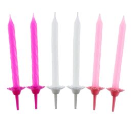 Dortové svíčky 24 ks růžové