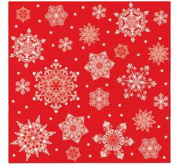 Papírový ubrousek Airlaid Snowflakes red