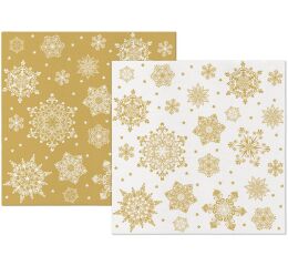 Papírový ubrousek Airlaid Snowflakes gold-white