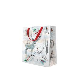 Vánoční papírová taška Paw Watercolor střední