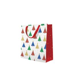 Vánoční papírová taška Paw Colorful Christmas Trees střední