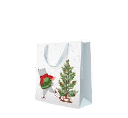 Vánoční taška střední Paw Skating Bear