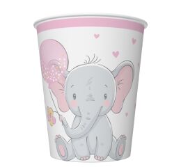 Papírový kelímek 0,25l Baby Elephant with pink Balloon