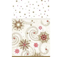 Papírový ubrus 180 cm Gold Red Stars