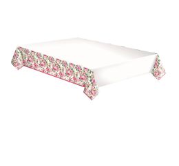 Papírový ubrus 180 cm Rose Twigs with Leaves and Flowers