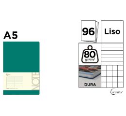 Notes A5 s gumou 96l  - tyrkysově zelená