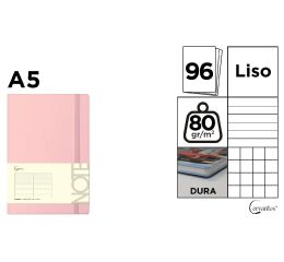 Notes A5 s gumou 96l  - světle růžová