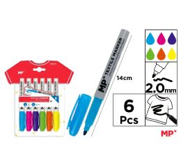 Fixy na textil 6 barev na blistru