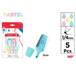 Zvýrazňovač 5 barev na blistru MINI pastel