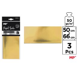 Hedvábný papír zlatý metalický 3 ks