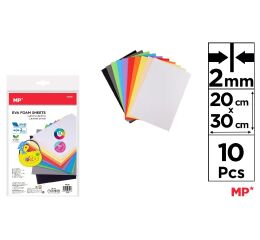 Pěnové listy EVA FOAM 20 x 30 cm 2 mm 10 ks mix