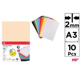 Pěnové listy EVA FOAM A3 cm 2 mm 10 ks mix