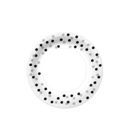 Papírový talíř malý - Confetti silver & black