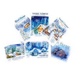 Vánoční pohlednice s brokátem S-435