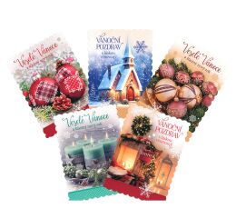 Vánoční pohlednice s brokátem S-438