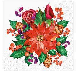 Ubrousky PAW Dekor C (20ks) Poinsettia with Cones