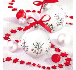 Ubrousky DAISY L (20ks) White and Red Baubles