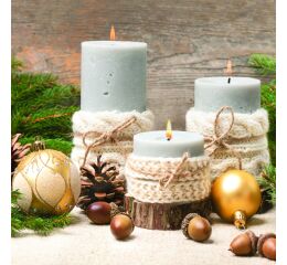Ubrousky DAISY L (20ks) Xmas Candles in Knitting Sweater